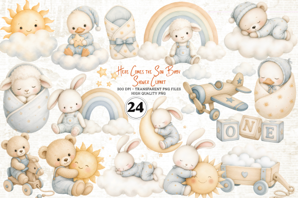 Here Comes the Son Baby Shower Clipart