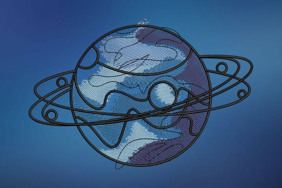 Lunar Twilight Planet Embroidery Design