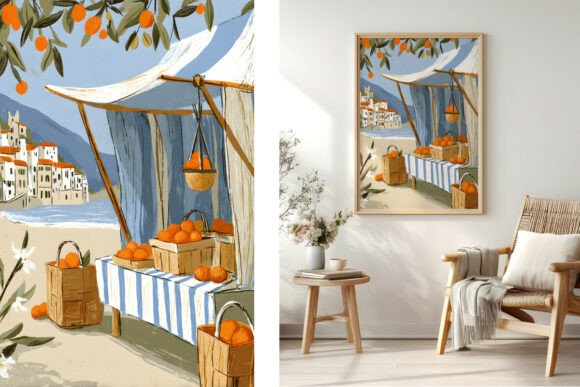 Mediterranean Orange Market Wall Art