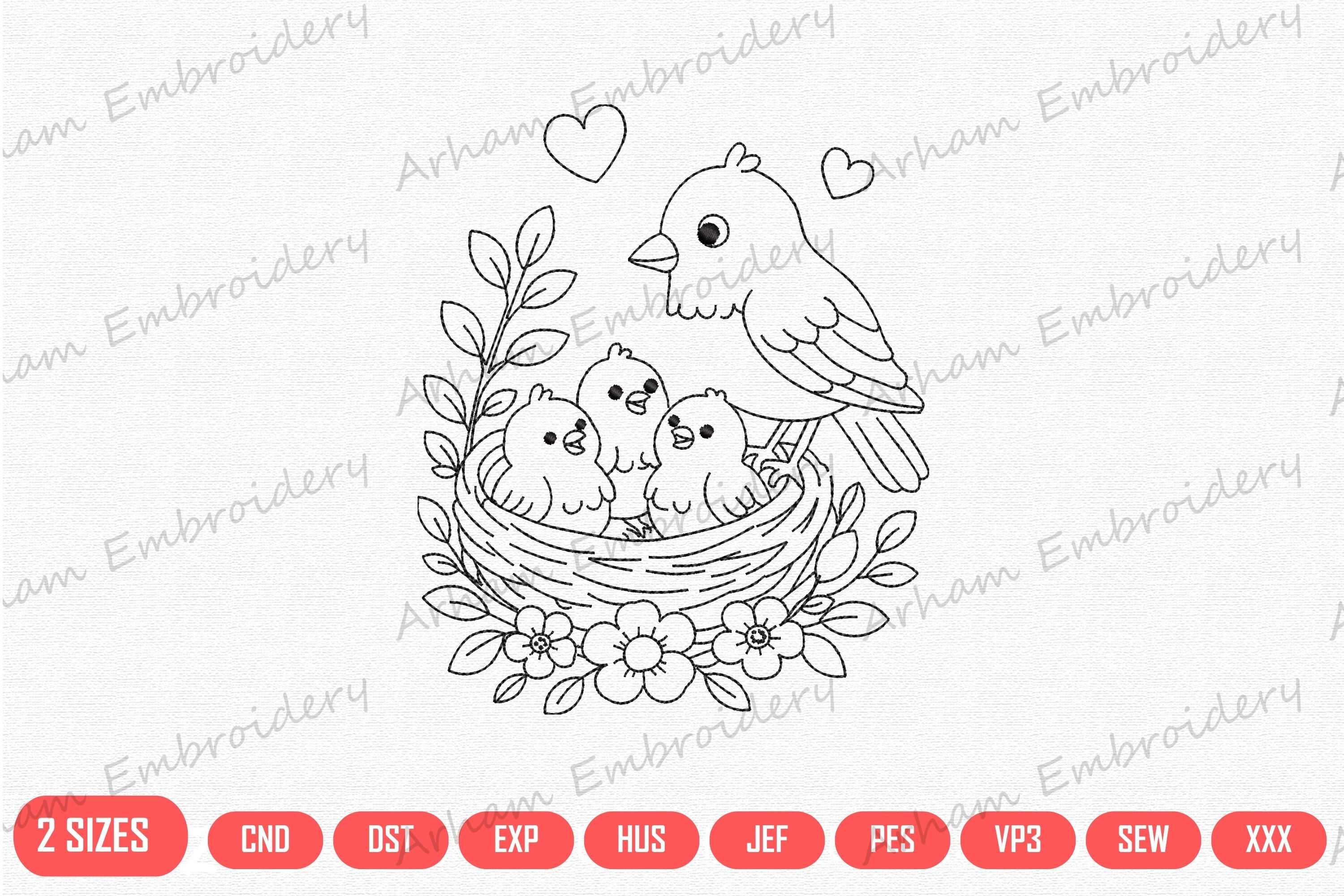 Mother with Baby Birds Nest