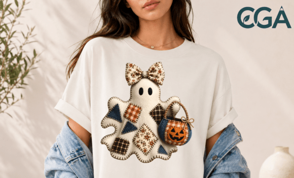 Patchwork Quilt Ghost Halloween PNG