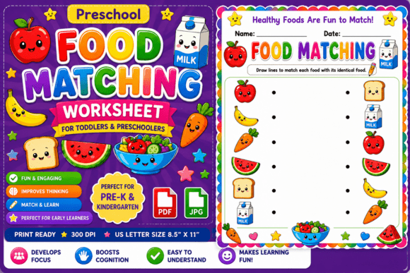 Preschool Food Matching Worksheet