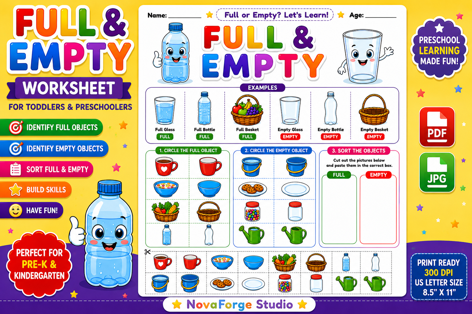 Preschool Full and Empty Cut and Paste