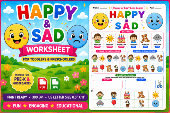 Preschool Happy and Sad Cut and Paste