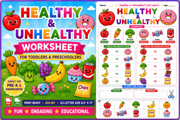 Preschool Healthy & Unhealthy Cut &Paste