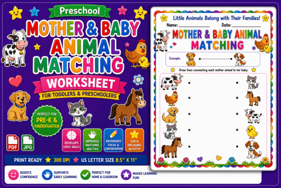 Preschool Mother & Baby Animal Matching