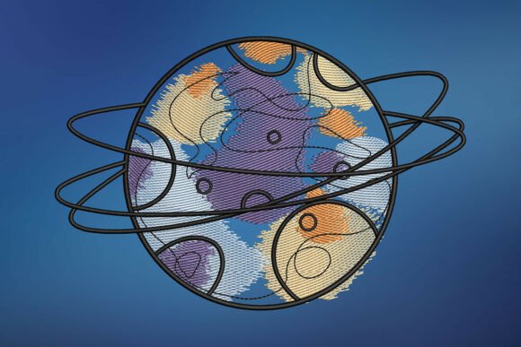 Ringed Planet Embroidery Design