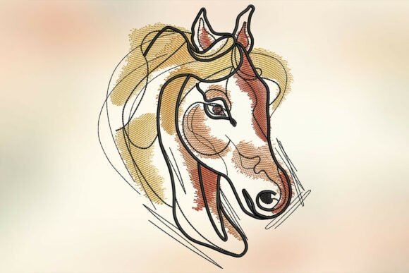 Stylized Horse Embroidery Design