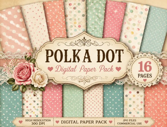 Preview of Vintage Grunge Polka Dot Paper