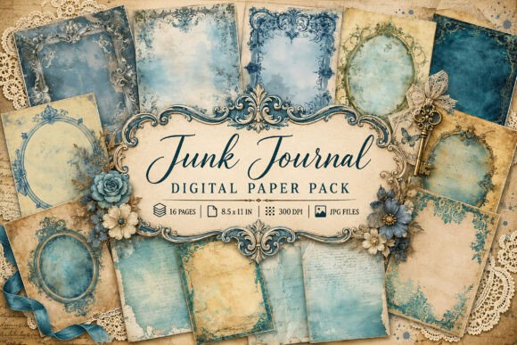 Preview of Vintage Ornate Frame Junk Journal Paper