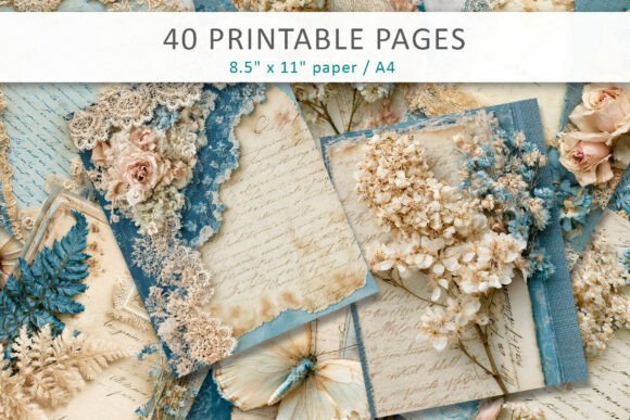 Preview of Vintage Shabby Chic Junk Journal Pages