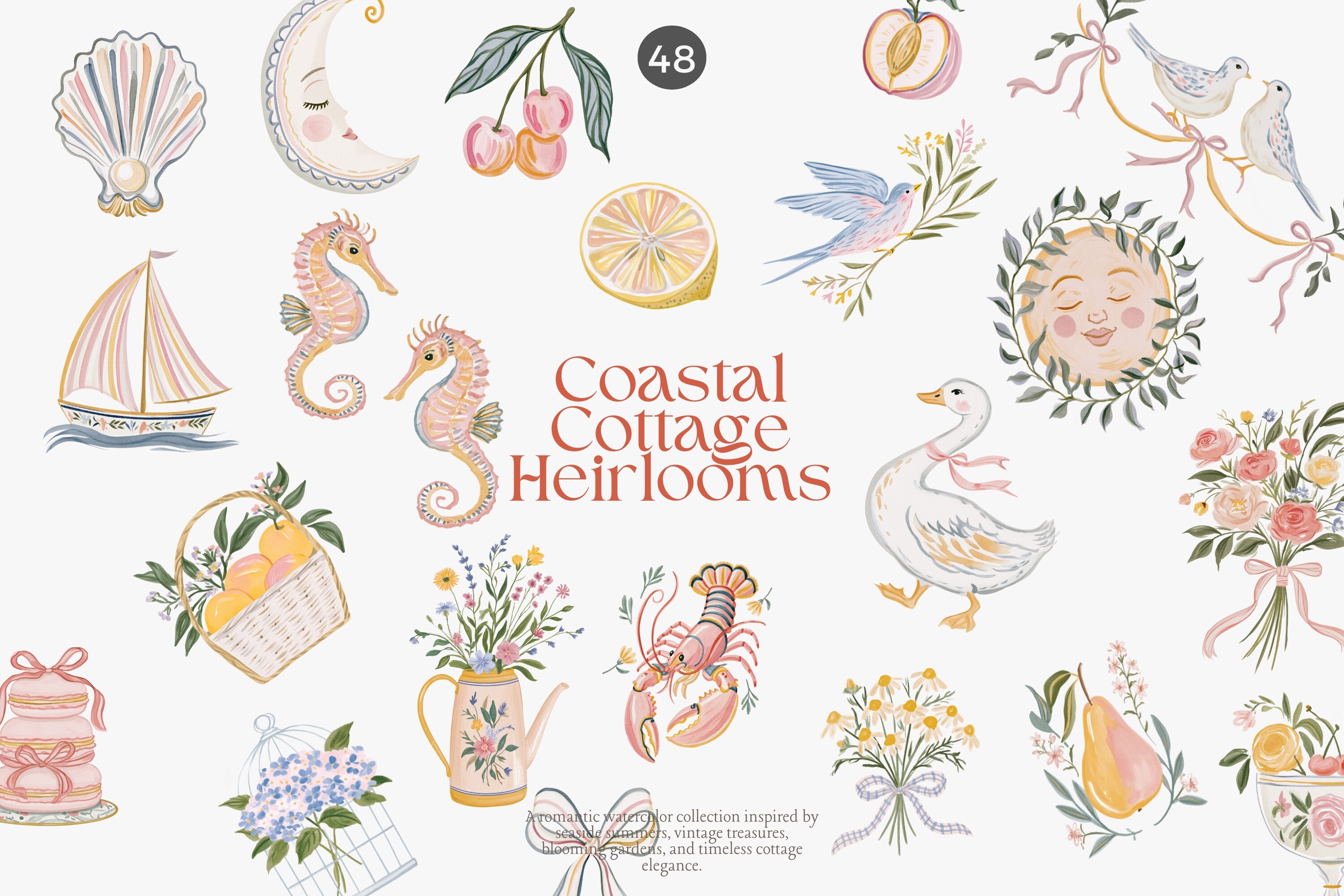 Coastal Cottage Clipart Bundle