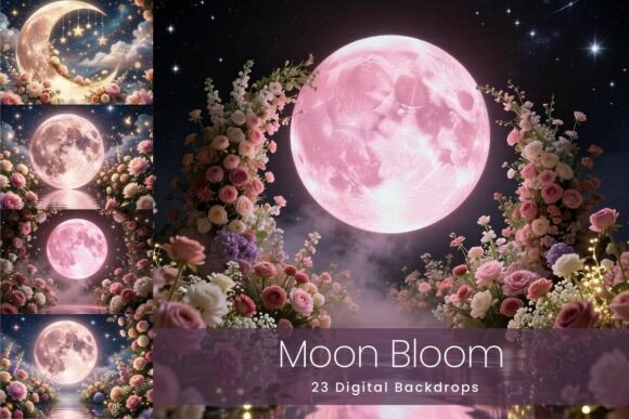 Preview of 23 Moon Bloom Digital Backdrops digital backdrop