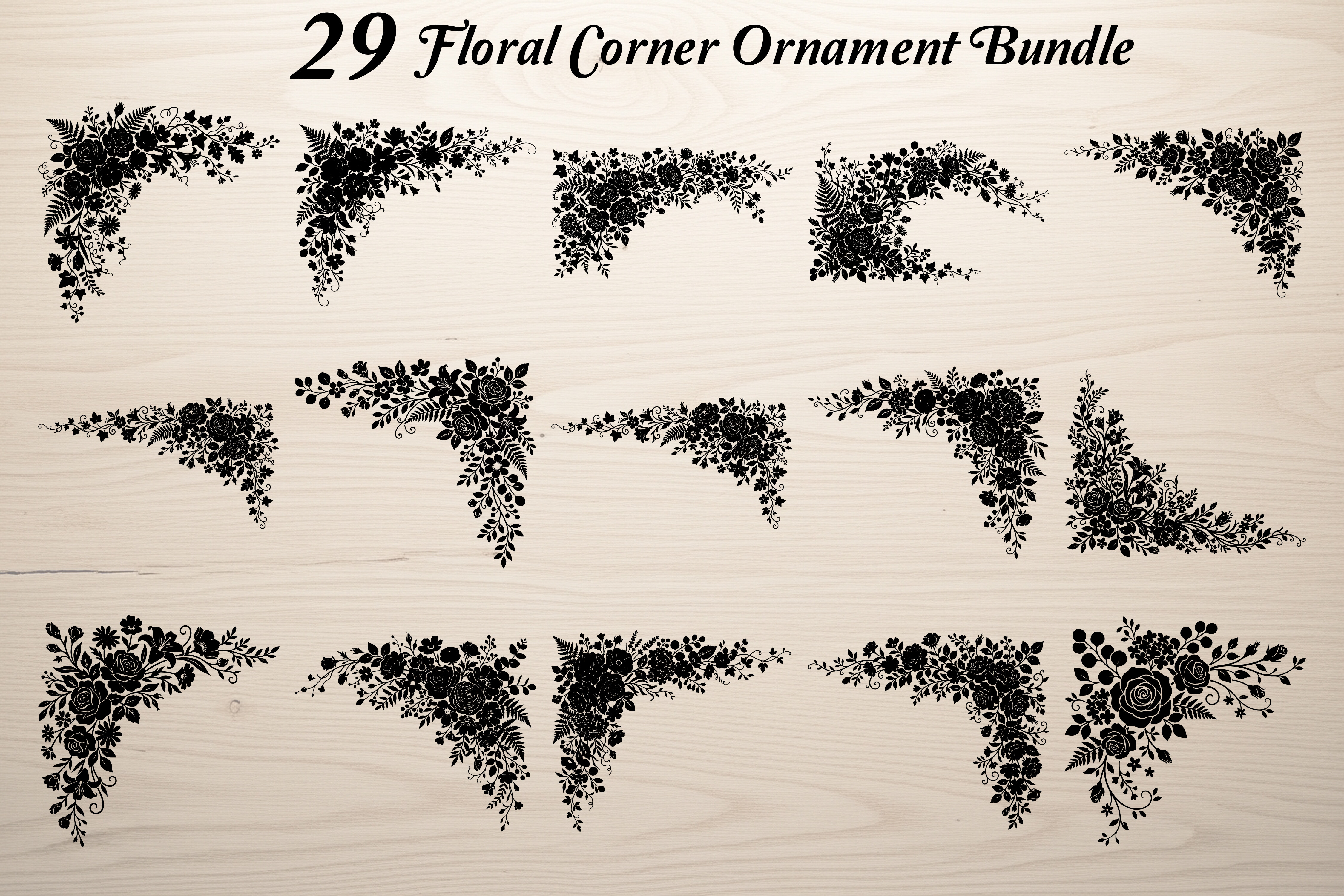 29 Floral Corner Ornament Bundle