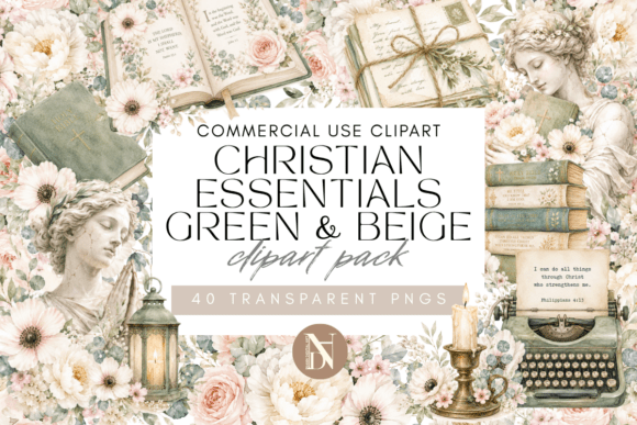 40 Christian Vintage Watercolor Clipart