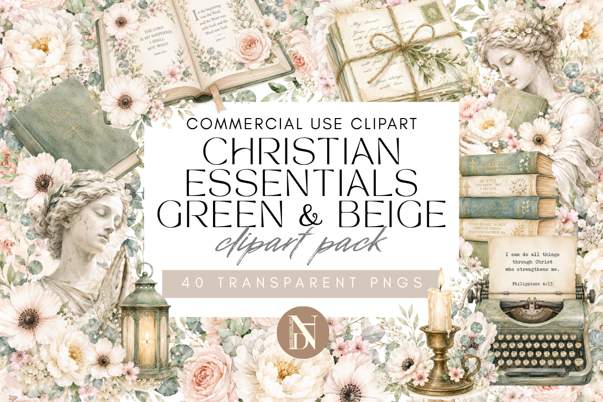 40 Christian Vintage Watercolor Clipart