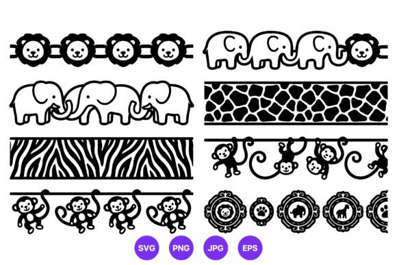 Animal Borders Black and White Vector