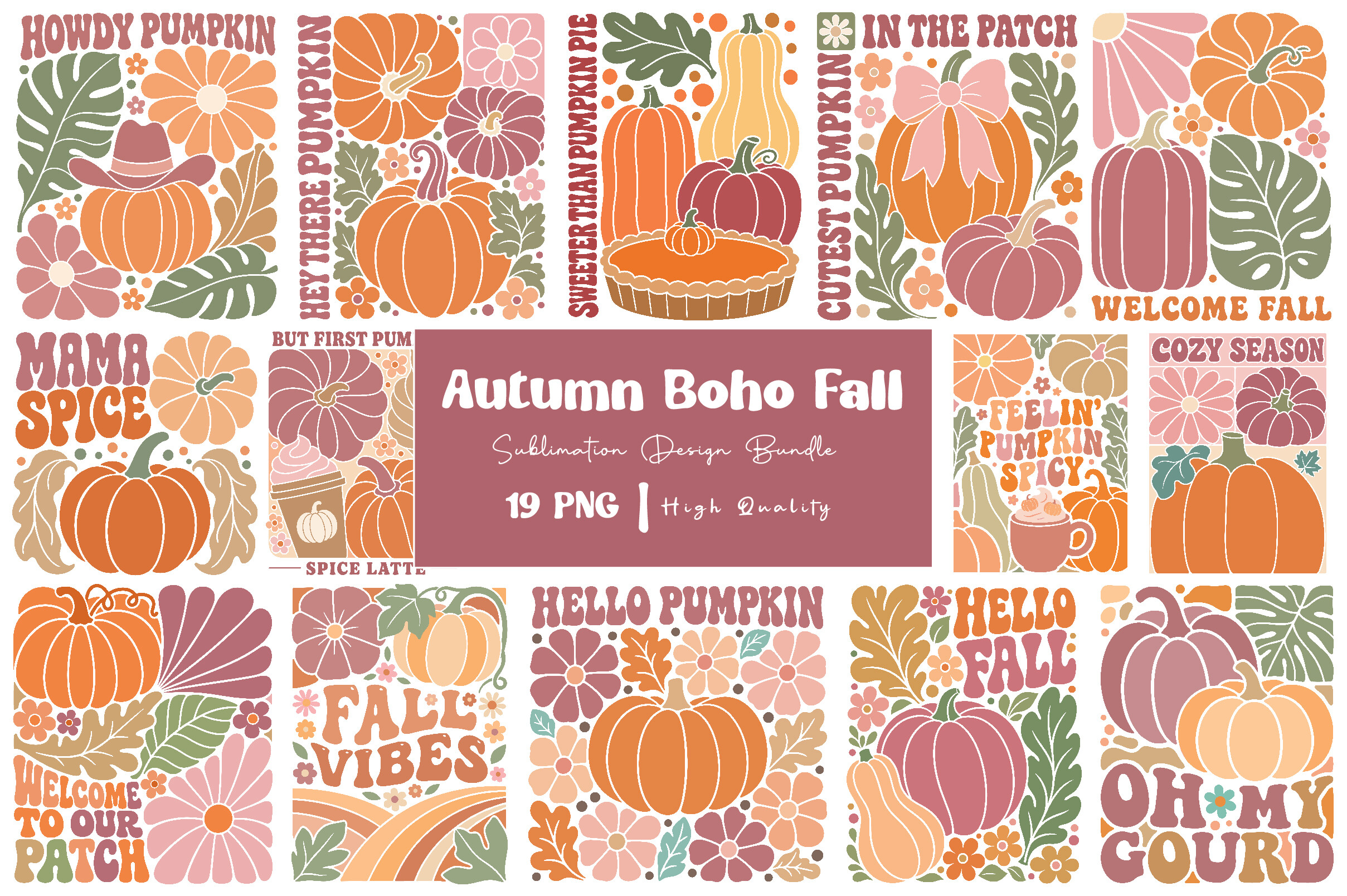 Autumn Boho Fall Sublimation Bundle Graphic by daily.arts · Creative ...