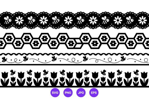 Bee and Flower Border Vector Art
