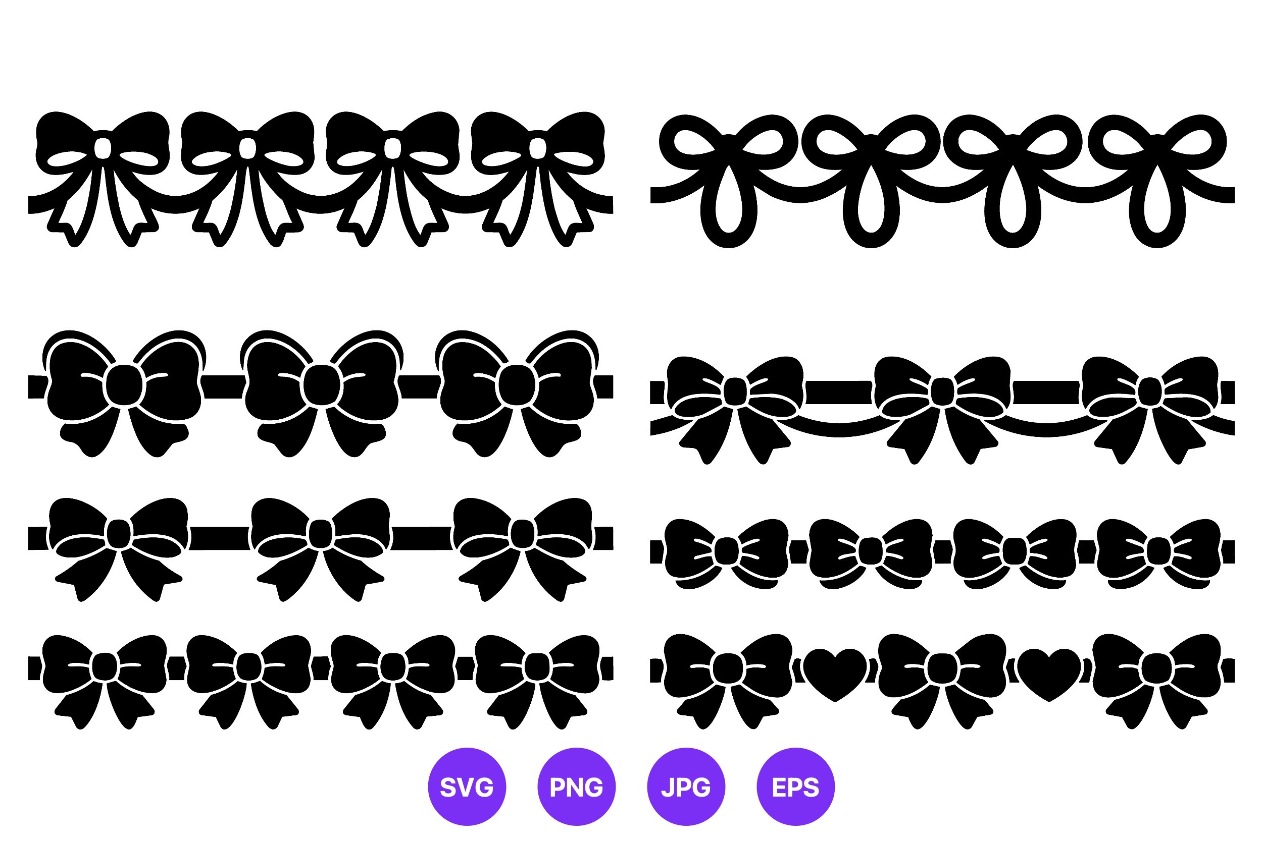 Black Bow Ribbon Border Vector