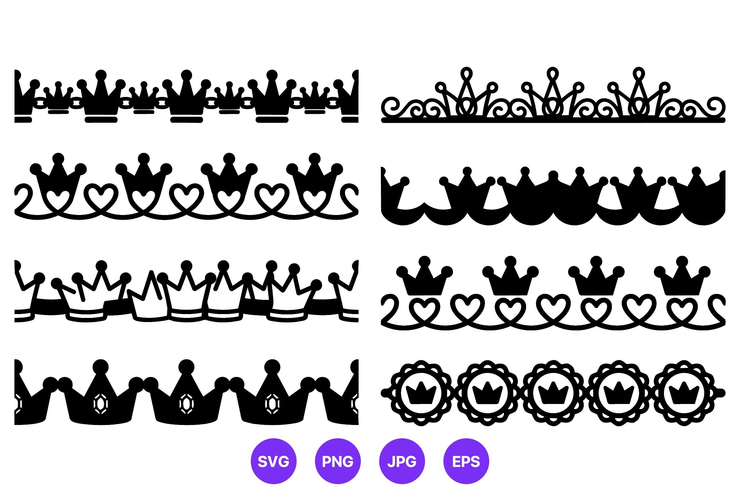 Black Crown Borders Vector Art