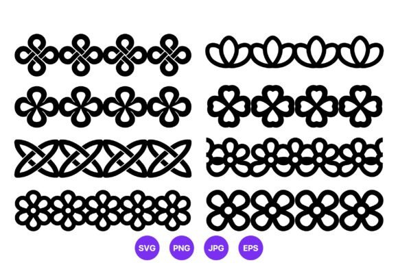 Black Floral Knot Decorative Borders
