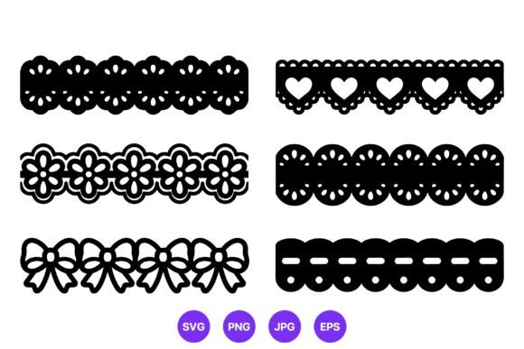 Black Lace Borders Floral Heart Bow