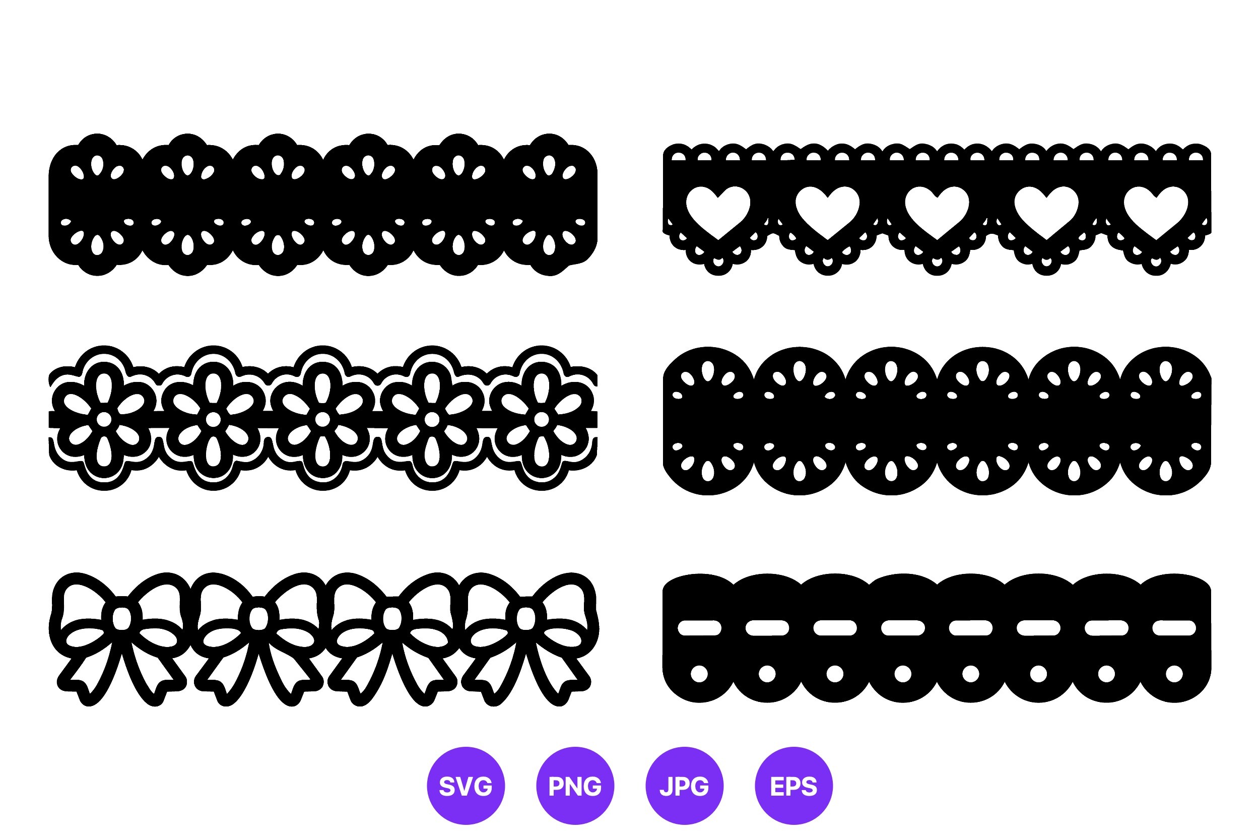 Black Lace Borders Floral Heart Bow