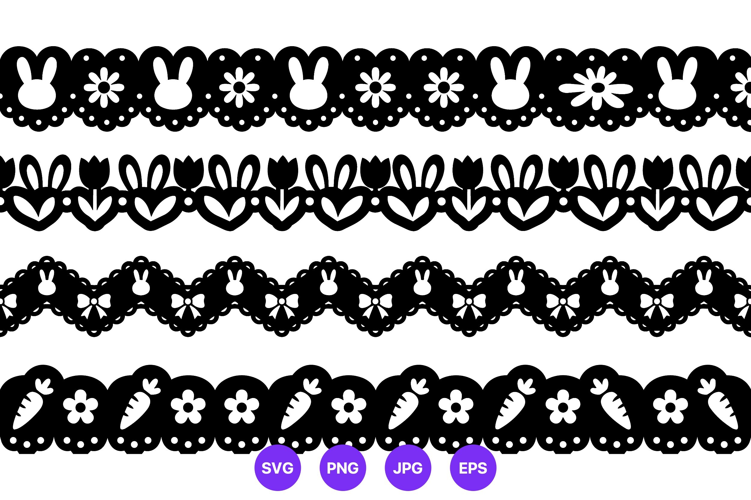 Black White Bunny Borders