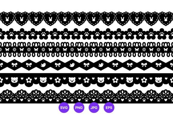 Black White Cute Animal Lace Borders