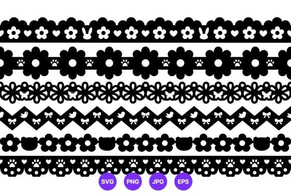 Black White Floral Bunny Bird Borders