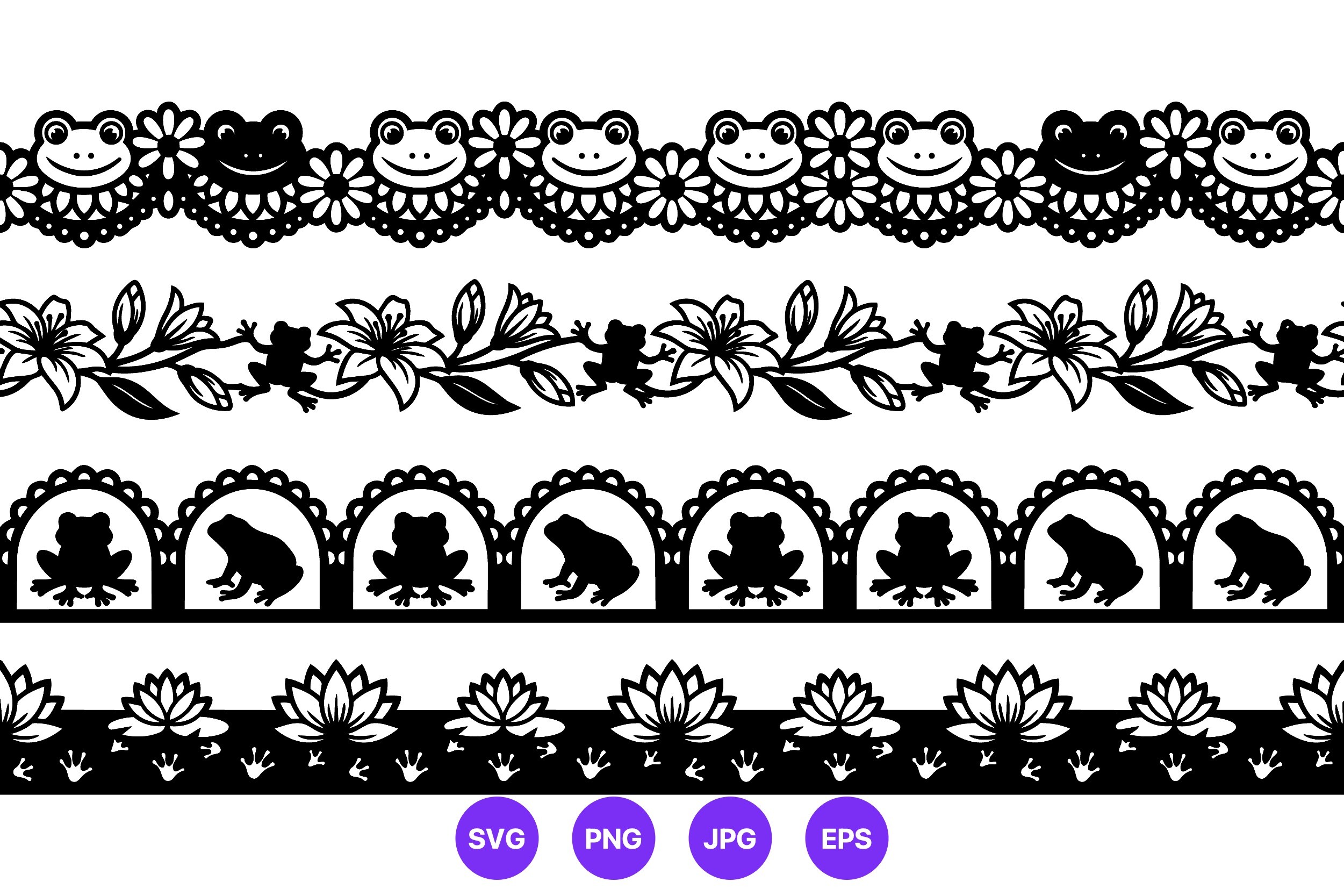 Black White Frog Lace Borders
