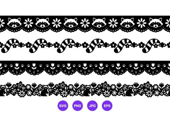 Black White Lace Border with Raccoon