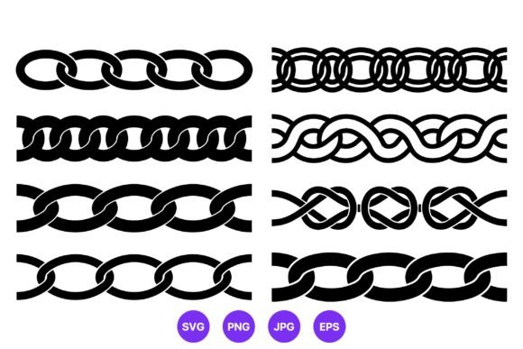 Black White Linked Chain Vector Art