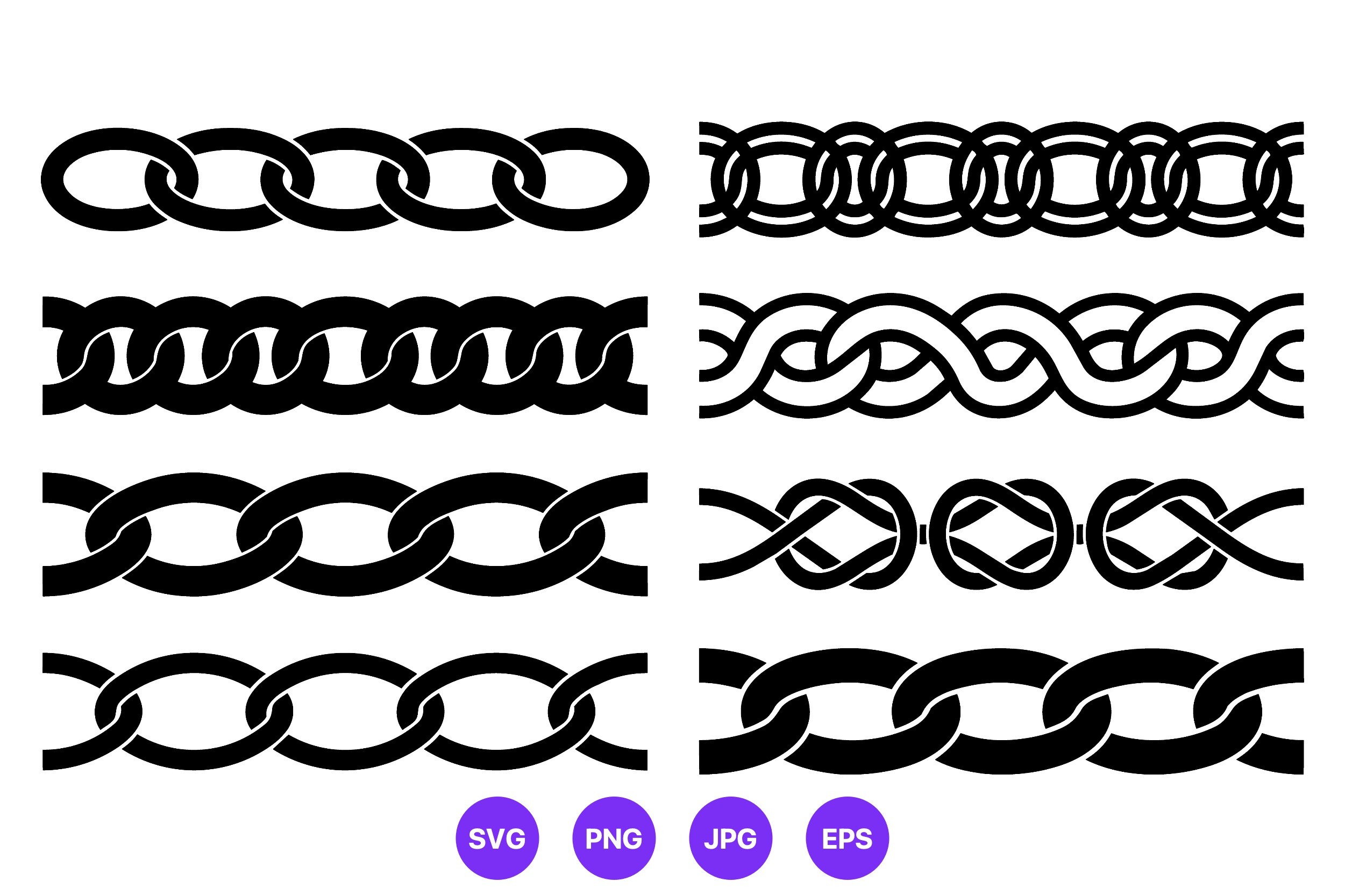 Black White Linked Chain Vector Art