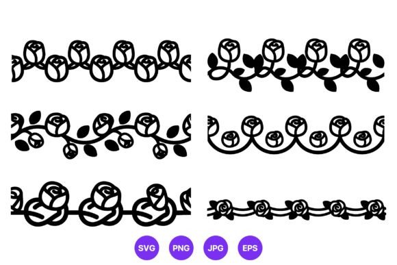 Black White Rose Border Vector