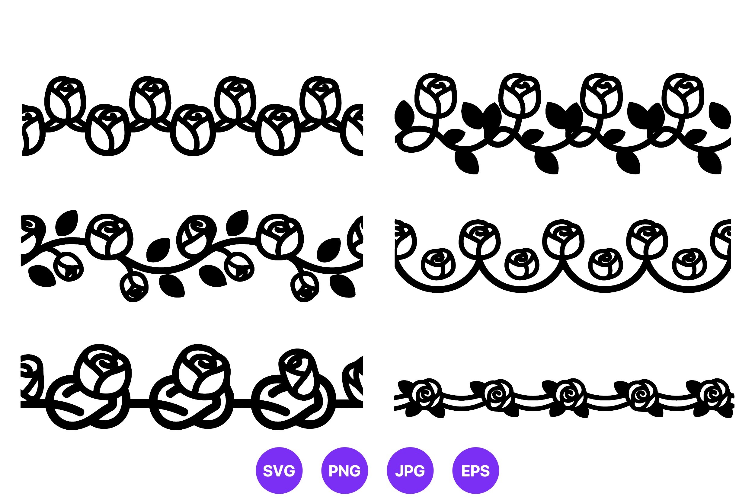 Black White Rose Border Vector