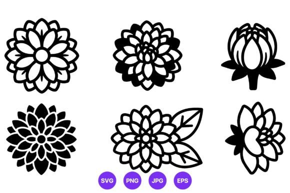 Black and White Floral Icons