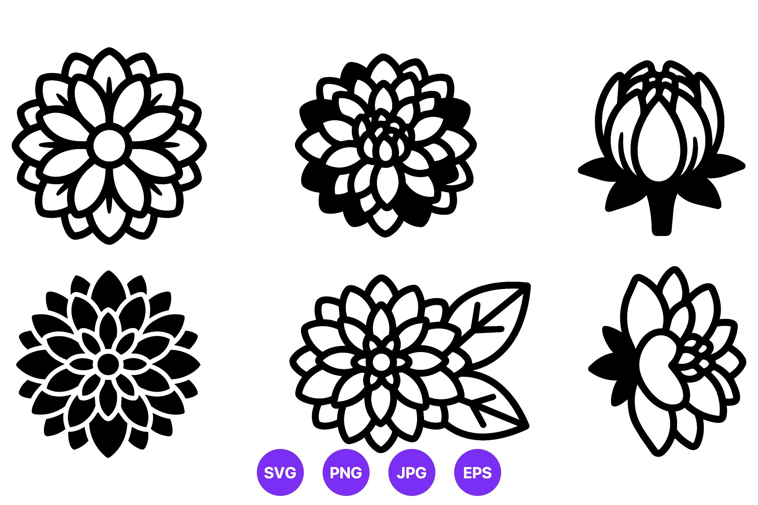 Black and White Floral Icons