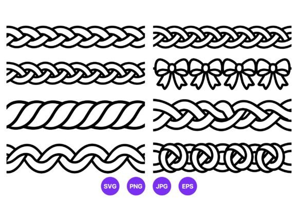 Braided Rope Border Vector Line Art