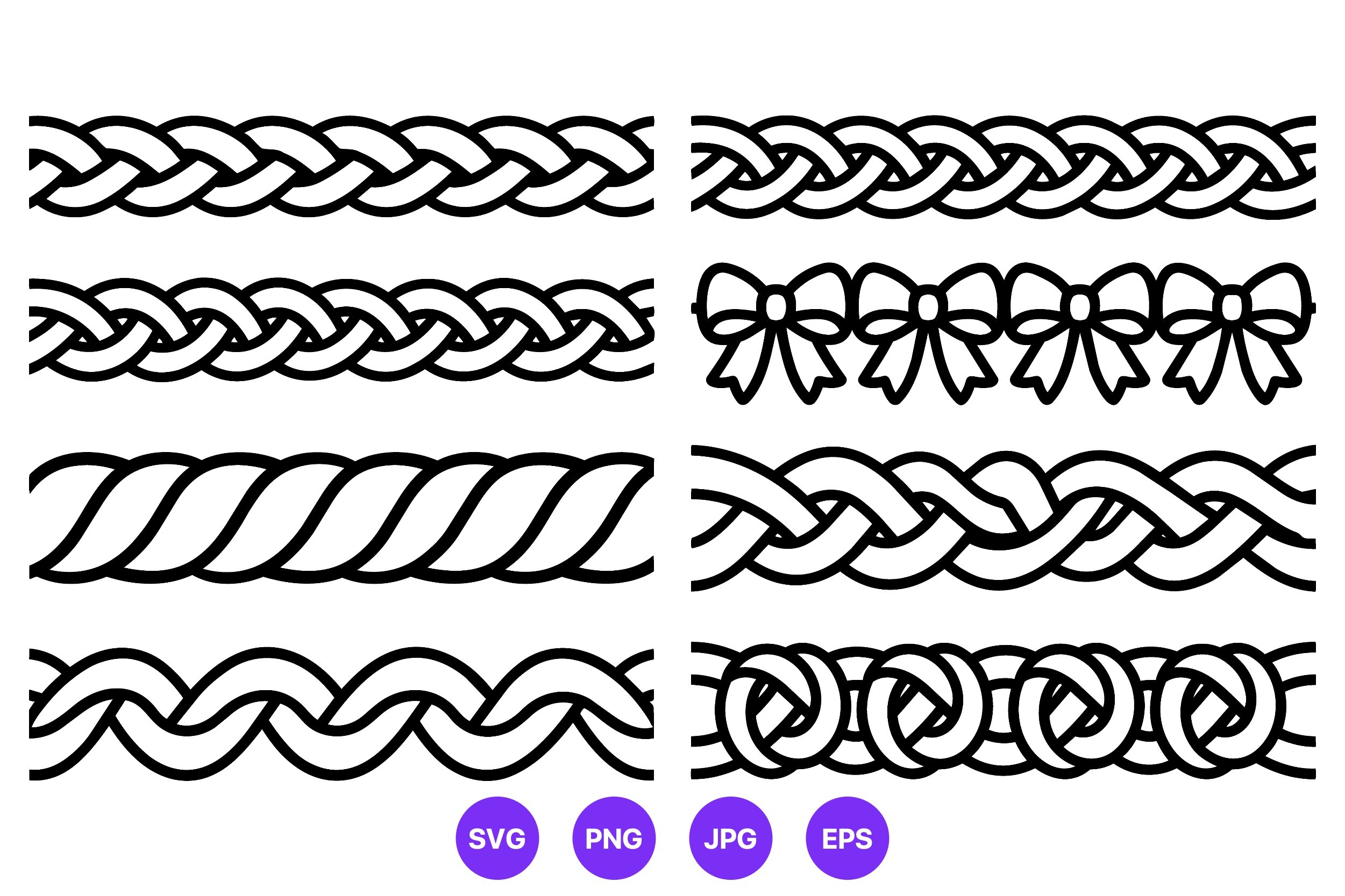 Braided Rope Border Vector Line Art
