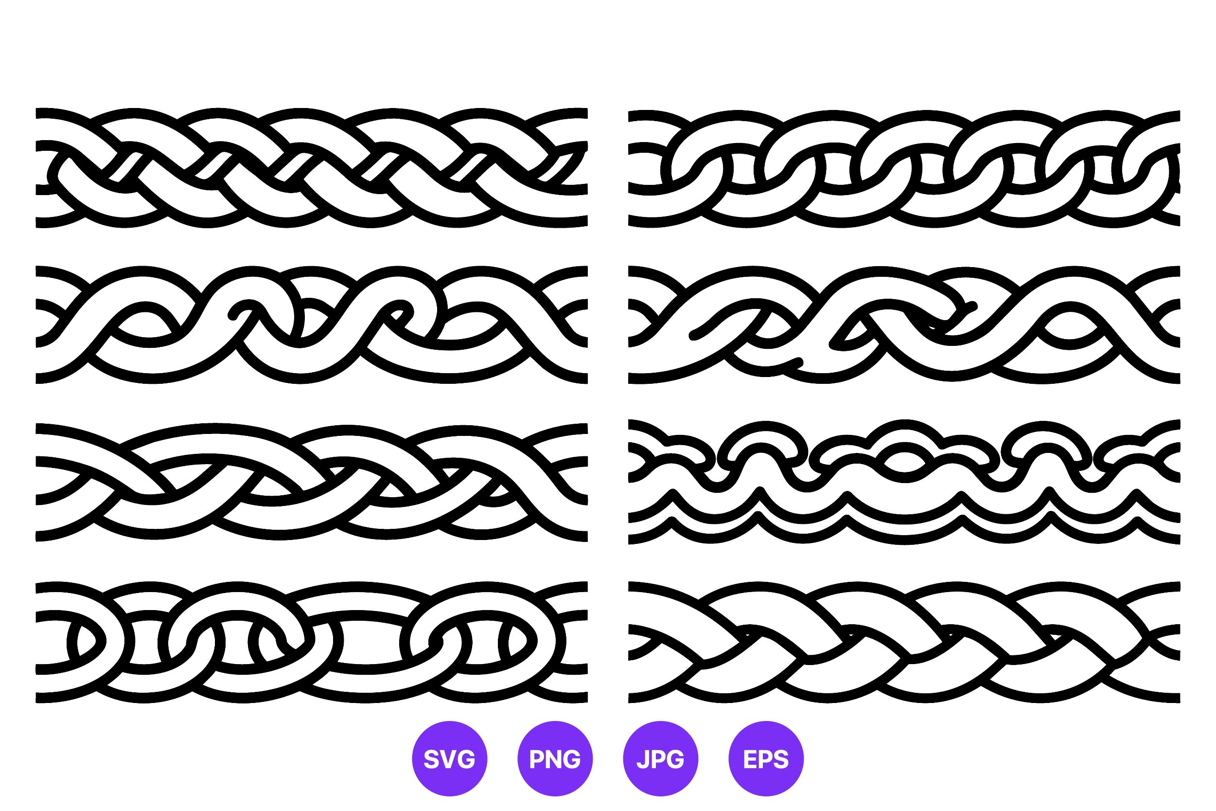Braided Rope Seamless Border Vector