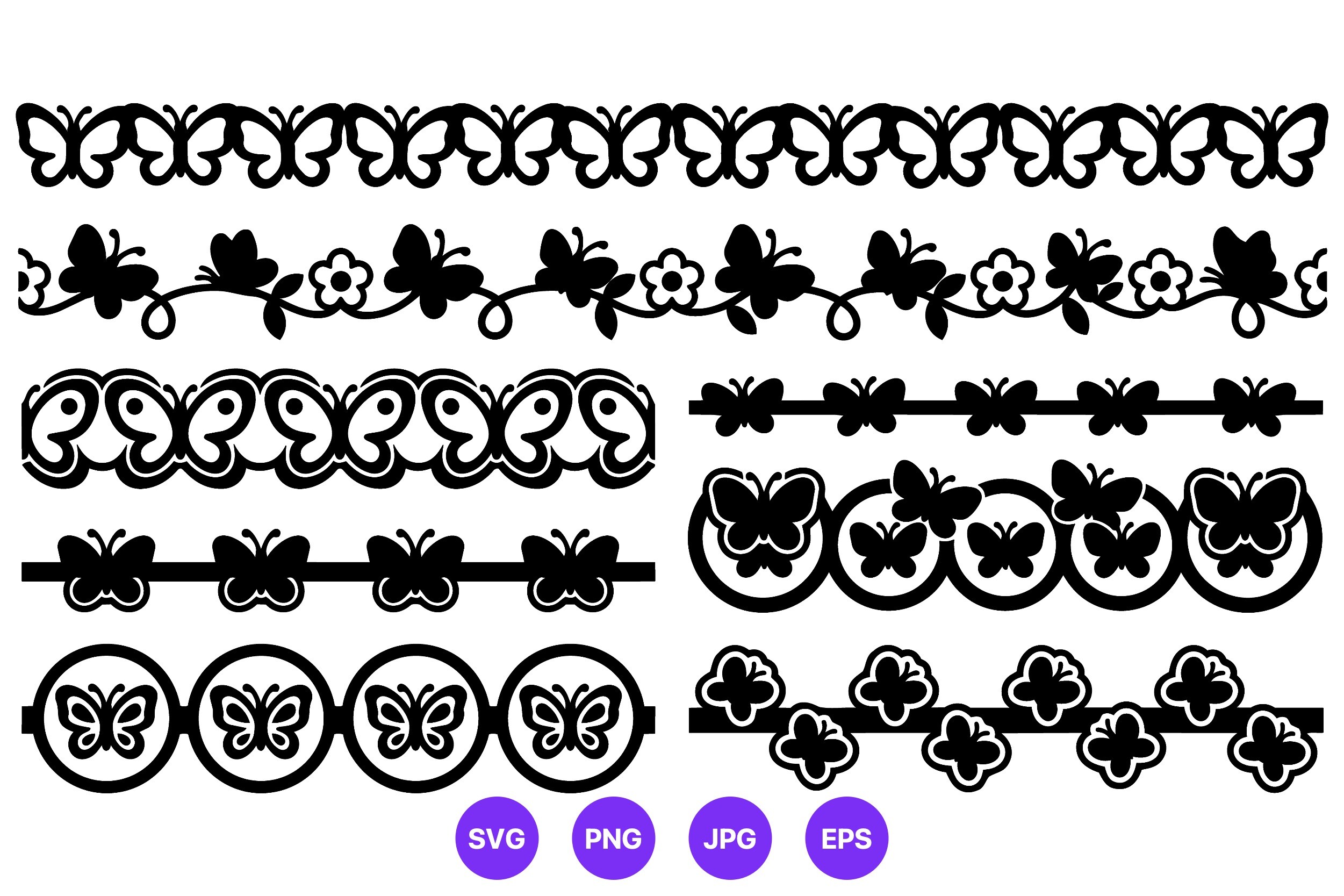 Butterfly Borders Vector Set