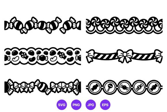 Candy Border Vector Black White