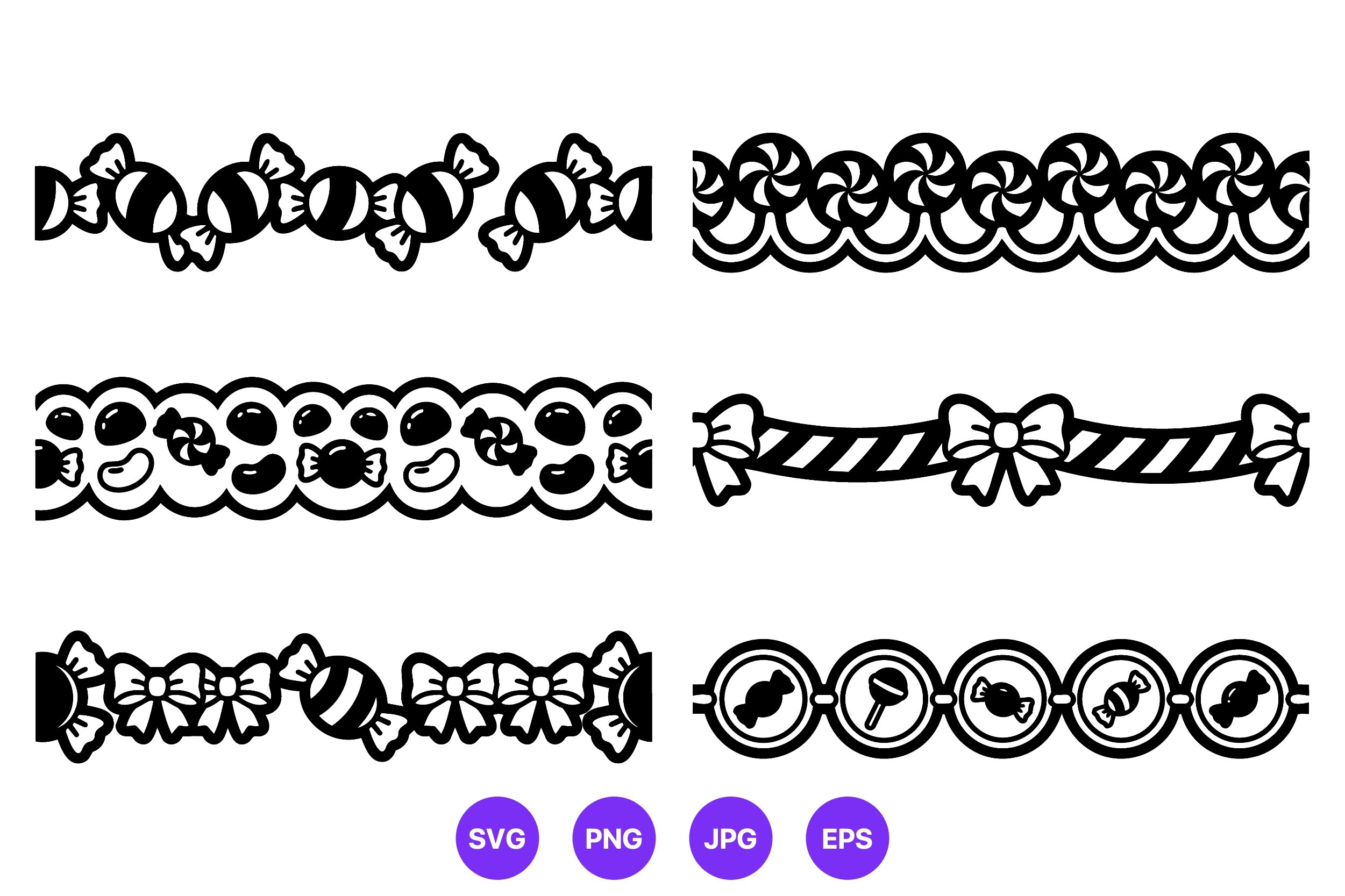 Candy Border Vector Black White