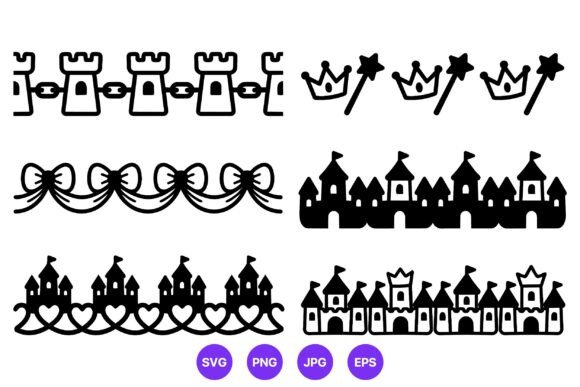 Castle Crowns Bows and Wands Vector