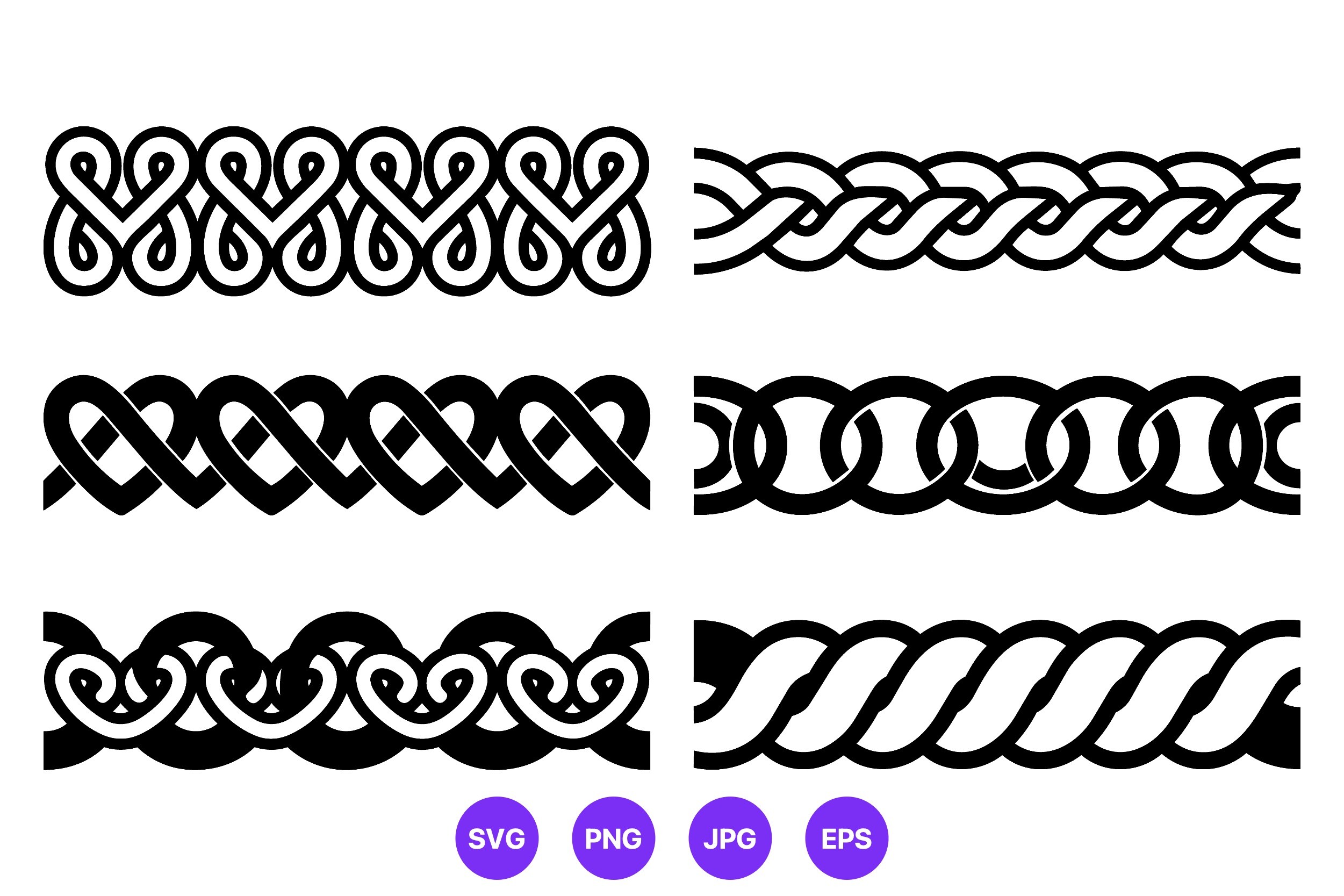 Celtic Knot Braided Borders Vector