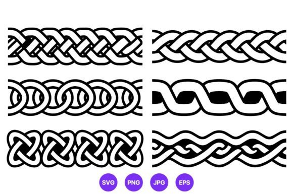 Celtic Knots Braid Borders Black and