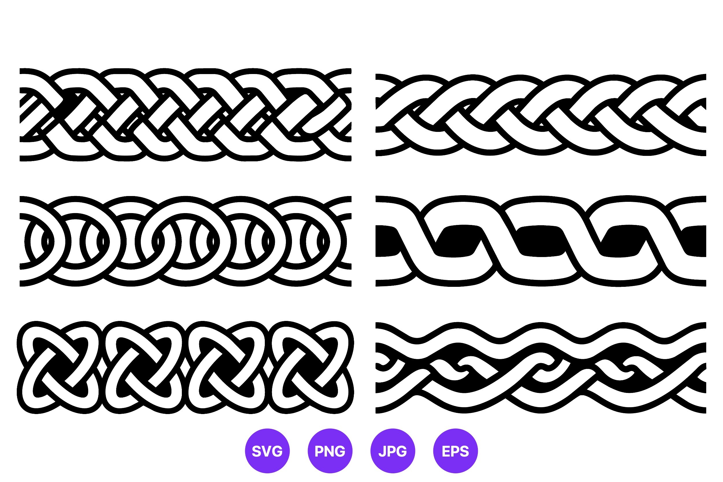 Celtic Knots Braid Borders Black and