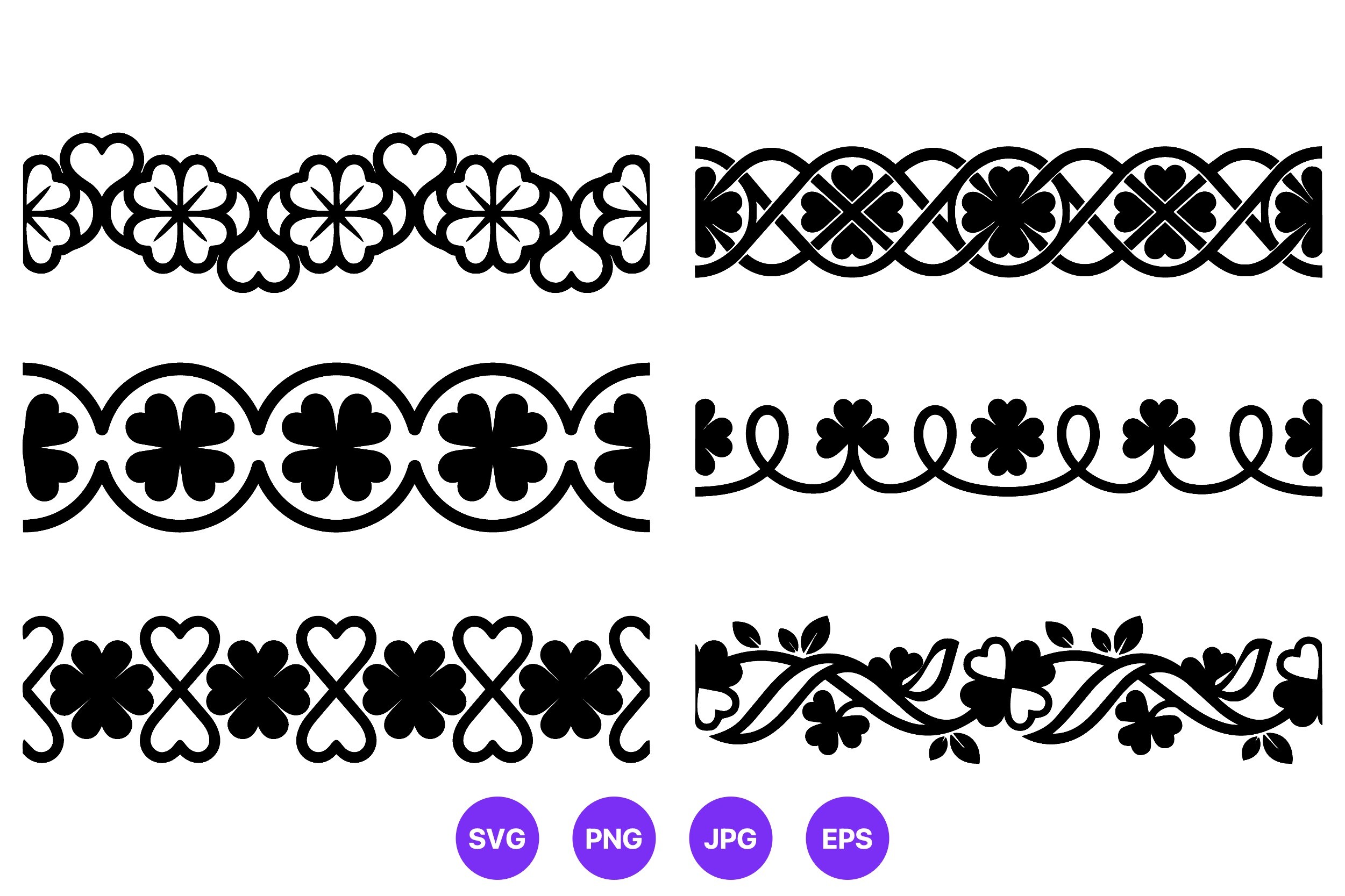 Clover and Heart Black Border Design